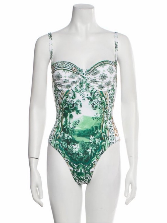 Camilla Other - Camilla White and Green Scenic-Print One-Piece Swimsuit